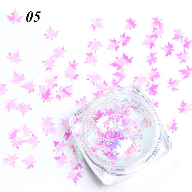 Gradient Maple Leaf Nail Sequins – Autumn Nail Art Decoration